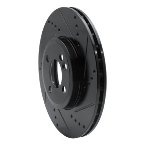 Mini Cooper Brake Rotor (1) - Front Right - R1 Concepts - Drilled & Slotted - Black - `07-`15